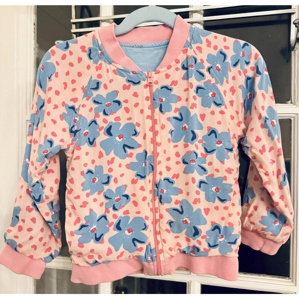 Polarn O. Pyret Girls' Reversible Floral Bomber Jacket 3-4T